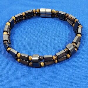 Tigers Eye & Hematite Stretch Bracelet With Magnetic Clasp